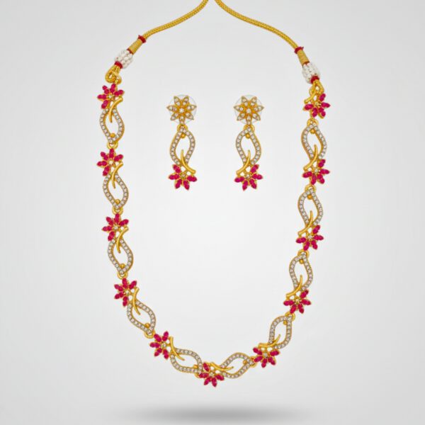 Floral Gold-Plated Necklace Set - Image 2