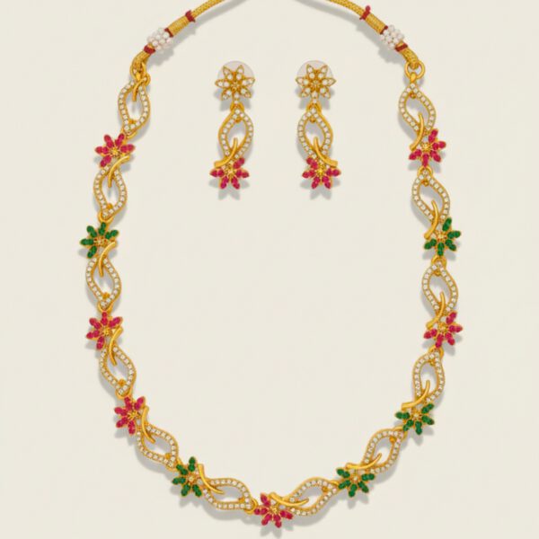 Floral Gold-Plated Necklace Set - Image 4