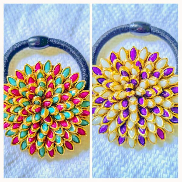 Kundan Bloom Hairband Duo - Image 6