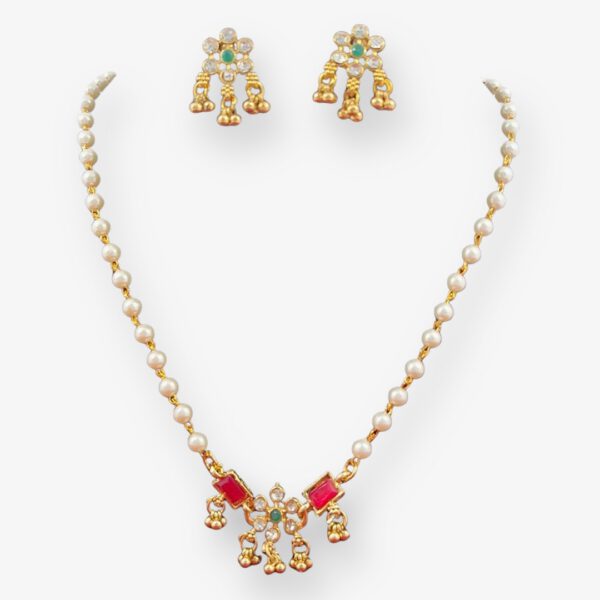 Pearl Long Chain Necklace Set - Image 2