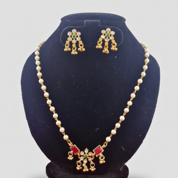 Pearl Long Chain Necklace Set - Image 5