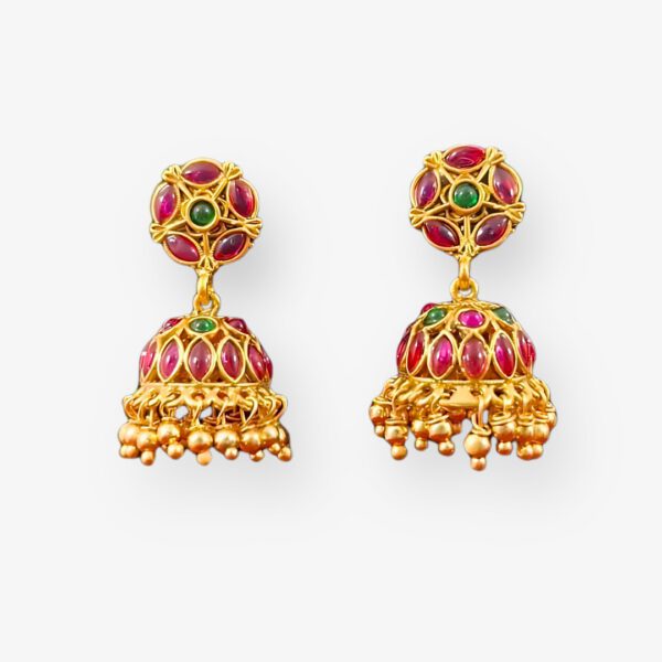 Ruby & Emerald Jhumka Earrings