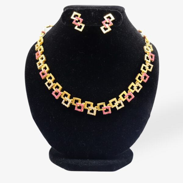 Square Motif Gold-Plated Necklace - Image 4