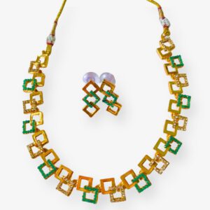 Square Motif Gold-Plated Necklace