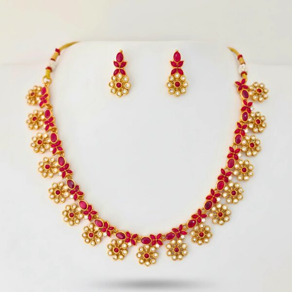 Stone Flower Necklace Set - Image 2