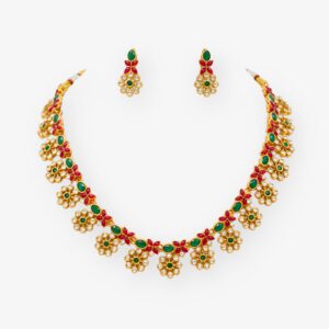 Stone Flower Necklace Set